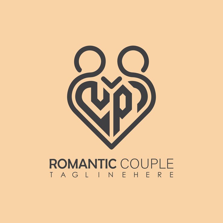 Vector amor de pareja símbolo de corazón todas las letras plantilla de diseño de icono de logotipo día de san valentín y diseño de boda