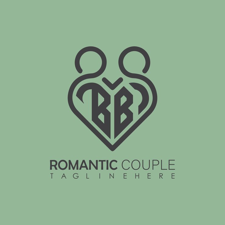 Vector amor de pareja símbolo de corazón todas las letras plantilla de diseño de icono de logotipo