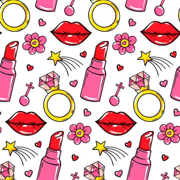 Amor de patrones sin fisuras con labios sexy. Diseño del día de San Valentín. ilustración vectorial