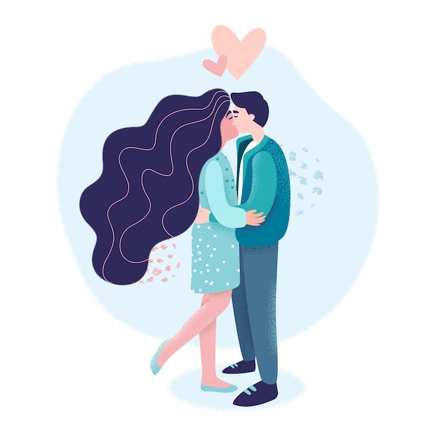 Vector amor y romance entre un hombre y una mujer.