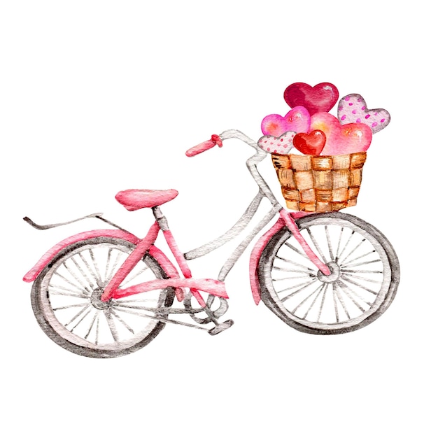 Amor de San Valentín rosa acuarela