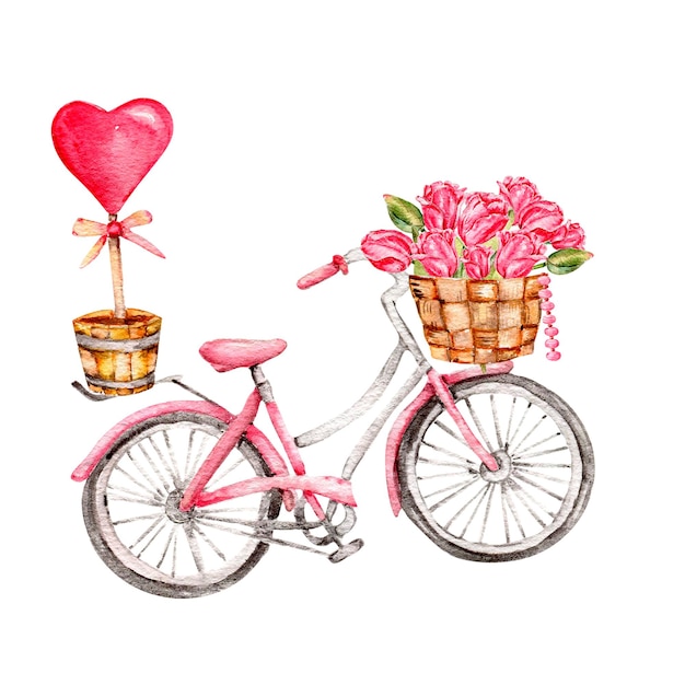 Amor de San Valentín rosa acuarela