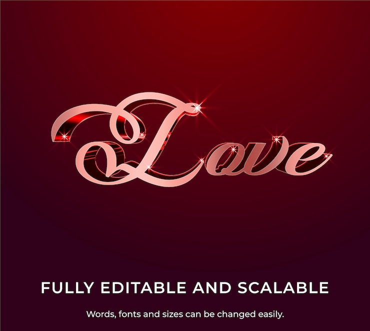 Vector amor de texto 3d con estilo moderno y colorido