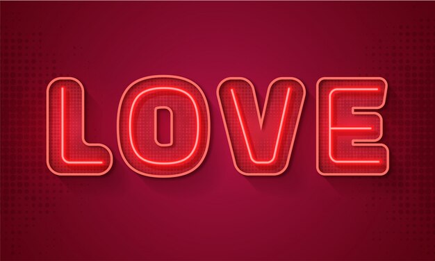 Amor del texto que brilla intensamente en fondo rosado.