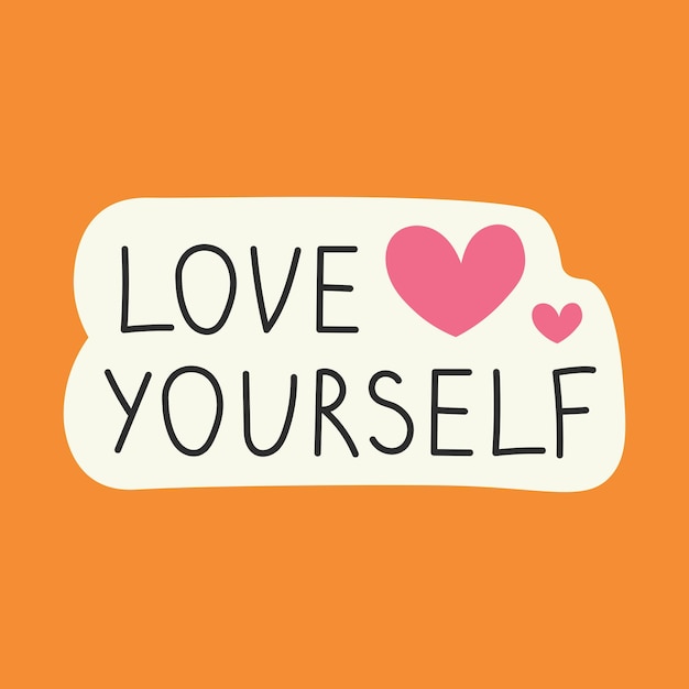 Amor a ti mismo póster de motivación positiva con el corazón