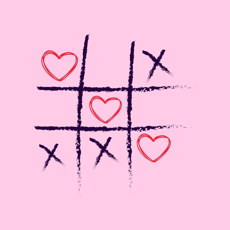 Vector amor tres en raya corazón