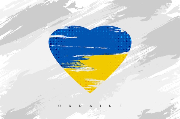Amor por ucrania bandera de ucrania con concepto de amor en estilo de pincel ilustración de bandera de ucrania aislada sobre fondo grunge