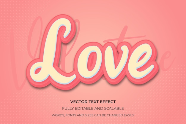 el amor de valentín efecto de texto editable en 3D