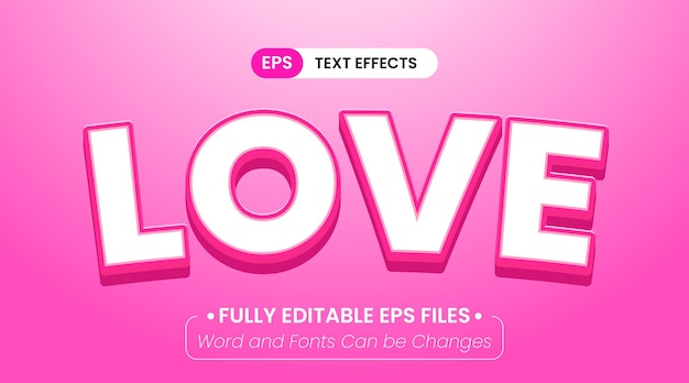 Amor vector editable de efecto de texto 3d