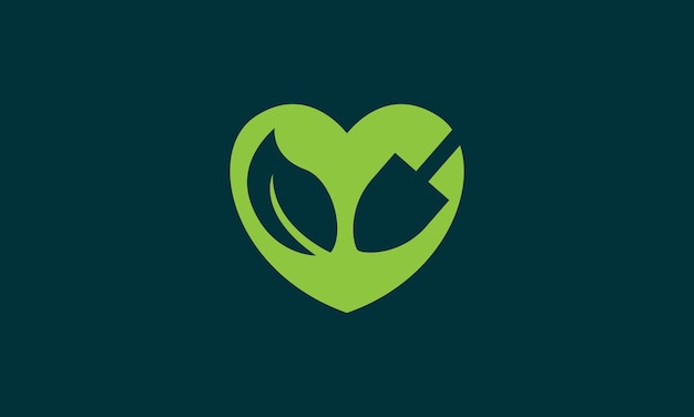 Amor verde con hoja y pala logo vector símbolo icono diseño ilustración