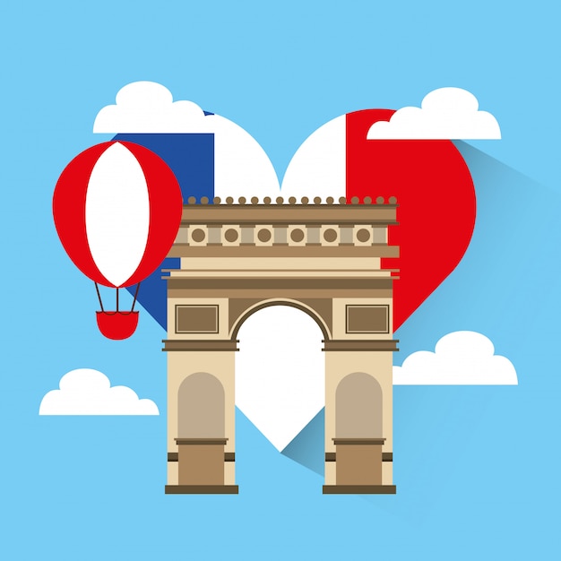 Vector amor viajes corazón de francia