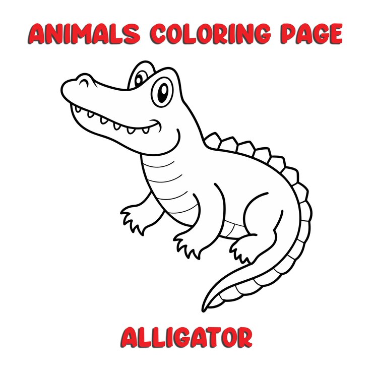 Vector amoroso contorno de cocodrilo ilustración de arte libro de páginas para colorear para niños