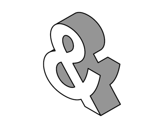 Ampersand diseño isométrico icono Vector web ilustración 3d colorido concepto
