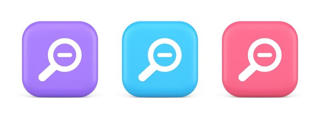 Ampliación del botón de la lupa búsqueda óptica en Internet descubrimiento monitoreo icono 3D