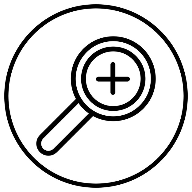Ampliación en la ilustración de diseño de íconos vectoriales