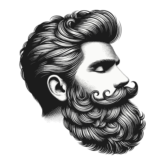 Amplificador de cabello y barba Vector de sinfonía Arte del crecimiento indomable