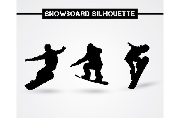 Amplificador creativo Conjunto vectorial de siluetas de modelos de jinetes de snowboard