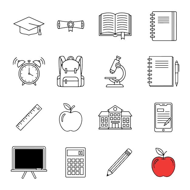 Amplificador de educación Conjunto de íconos de aprendizaje