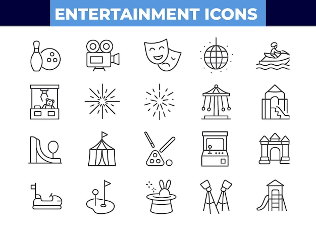 Amplificador de entretenimiento Vector de ocio Iconos de trazo editable
