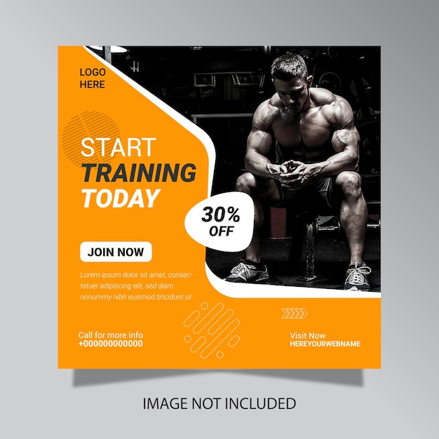 Amplificador de gimnasio editable Fitness plantillas de publicaciones de redes sociales Diseños modernos para 2025