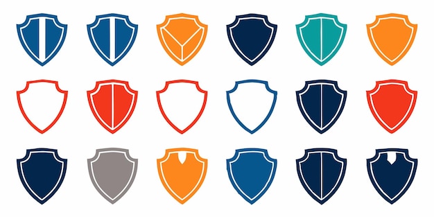 Amplificador de insignia Escudo Conjunto de forma geométrica Color Pacto de activos vector sobre fondo blanco