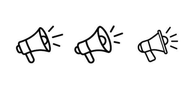Amplificador de megáfono Conjunto de íconos de altavoces Ampliador de habla Anuncio Conjunto Ilustración vectorial