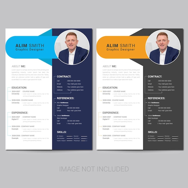Amplificador profesional Curriculum Vitae moderno Plantilla de diseño CV Diseño de archivos vectoriales