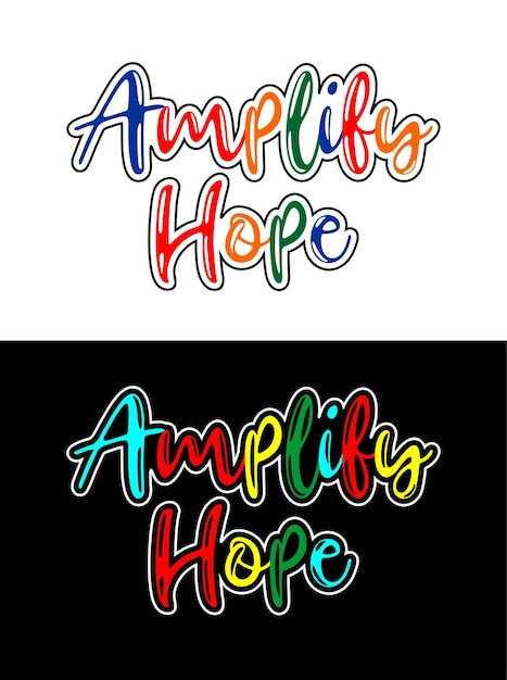 Amplifique el diseño de tipografía de esperanza colorido para la impresión de camisetas