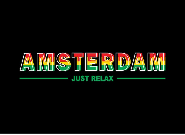 Amsterdam solo relájese camiseta de diseño de tipografía lista para imprimir vector premium