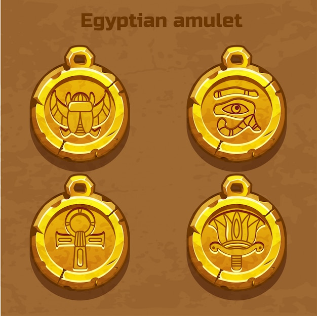 Vector amuleto egipcio antiguo dorado