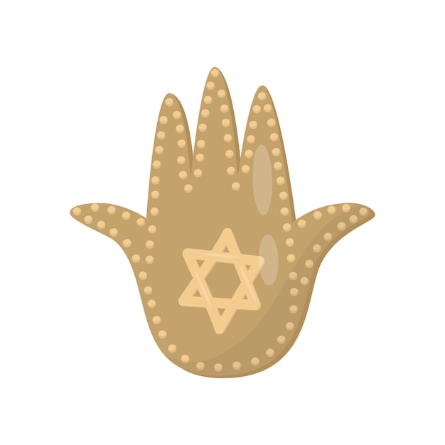 Amuleto sagrado judío y símbolo religioso palma de David vector ilustración sobre un fondo blanco
