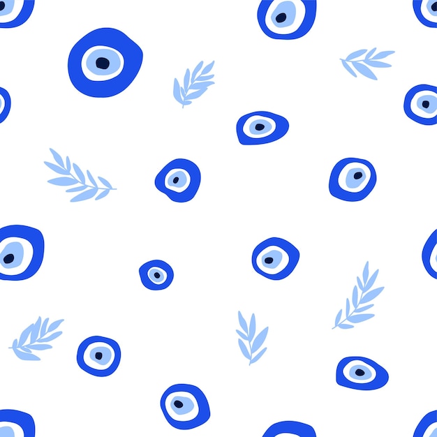 Amuleto turco del mal ojo patrón sin costuras Amuleto del talismán azul de Nazar repetición de fondo Vector.