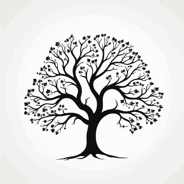 an_oak_tree_silhouette_tattoo_vector_simplistic