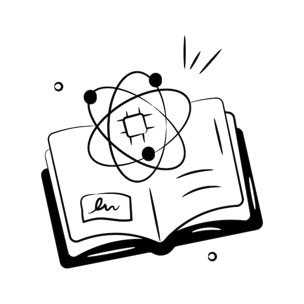 An open book with scientific symbols representing AIpowered knowledge and learning