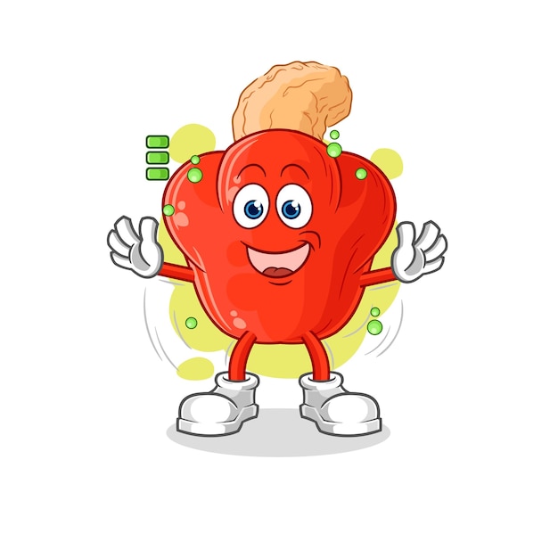 Anacardo fruta batería completa personaje dibujos animados mascota vector