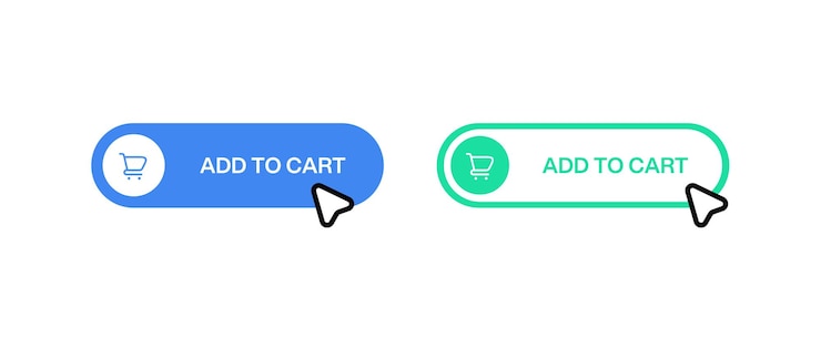 Vector añadir al botón de carrito un conjunto de botones web con un icono de carrito de compras