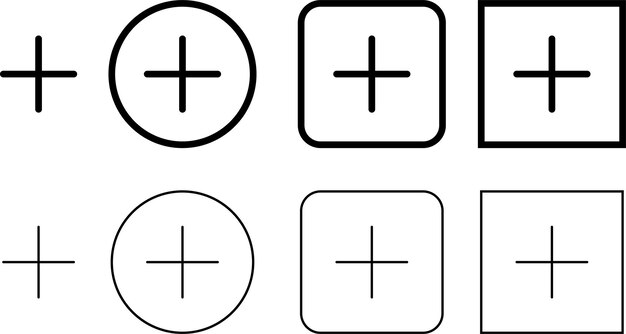 Añadir nuevo conjunto de íconos de publicación Signo de ícono de plus Añadir ícono de más o médico más