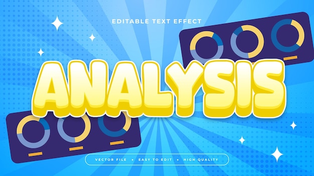 Análisis amarillo blanco y azul estilo de fuente de efecto de texto editable en 3D