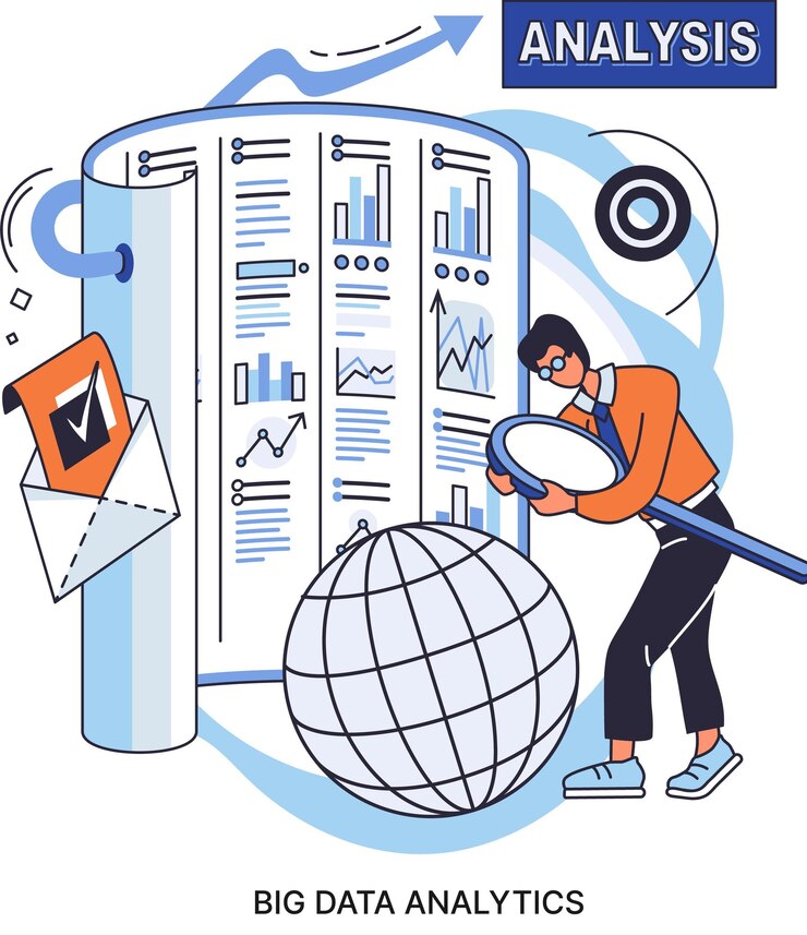 Vector análisis de big data proceso de análisis de fuentes de datos complejas para decisiones comerciales efectivas