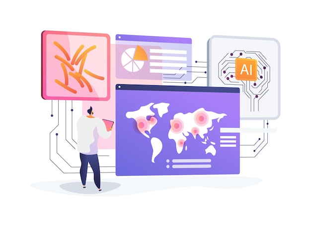 Análisis de brotes de enfermedades predictivas con AIPowered Ilustración vectorial de conceptos abstractos