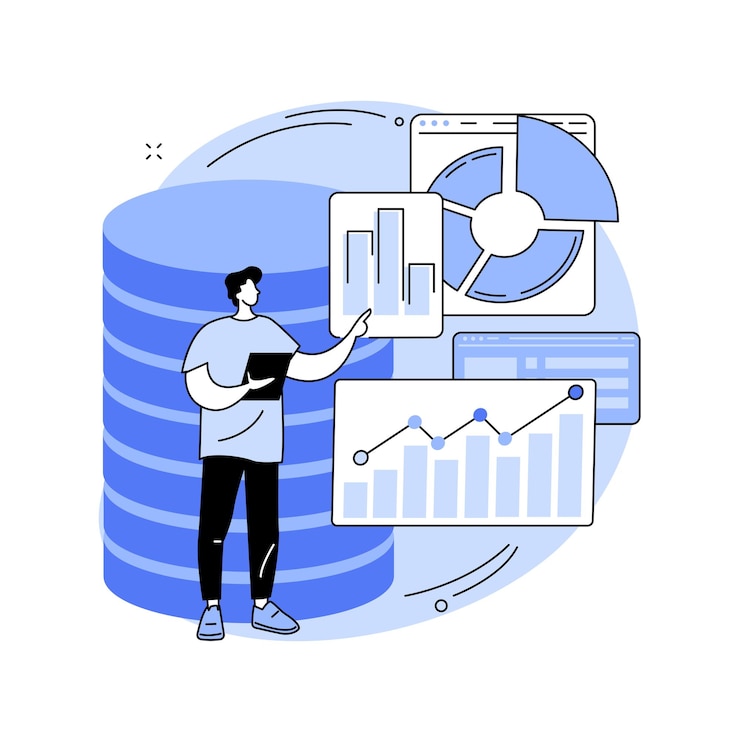 Vector análisis y ciencia de datos concepto abstracto ilustración vectorial