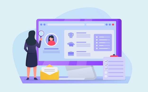Análisis de cv para contratar personas en aplicaciones en línea en la pantalla de la computadora