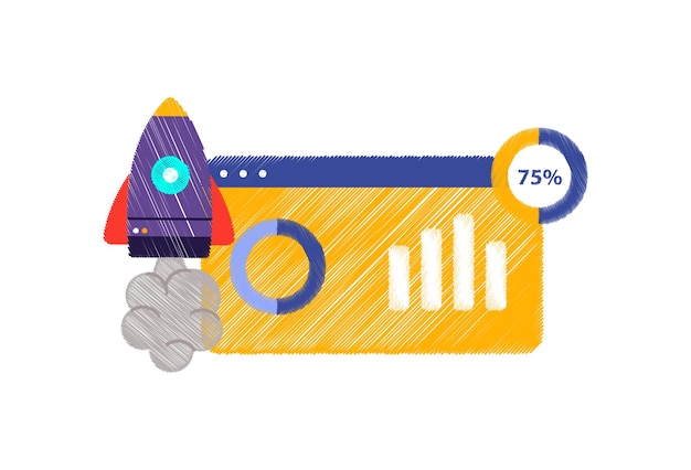 Análisis de datos de cohetes 75 ilustración vectorial garabato EPS 10