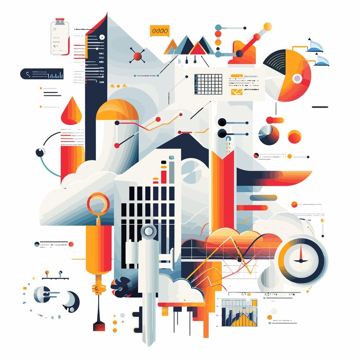 Vector análisis de datos empresariales y ilustraciones vectoriales