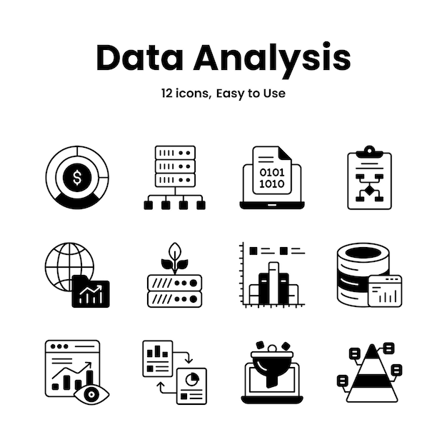 Análisis de datos y estadísticas cuidadosamente elaborados iconos descargar este vector premium fácil de usar
