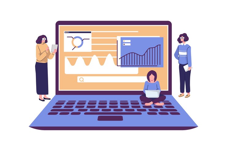Vector análisis de datos estadísticos en una computadora trabajo con datos competentemente planificado investigación de mercado de inicio e información