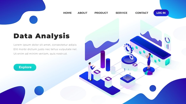 Vector análisis de datos con estilo de ilustración isométrica