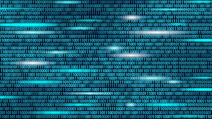 Vector análisis de datos de flujo de código de información de fondo azul digital abstracto d