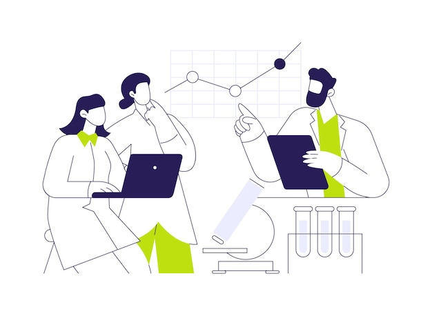 Análisis de datos para la ilustración de vector de concepto abstracto de investigación científica