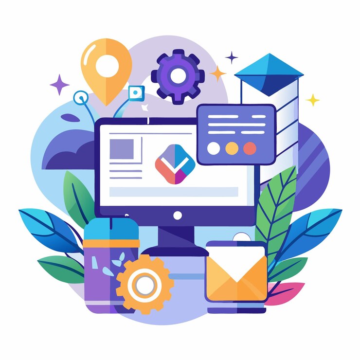 Vector análisis de datos de ilustración vectorial de marketing digital y gestión web